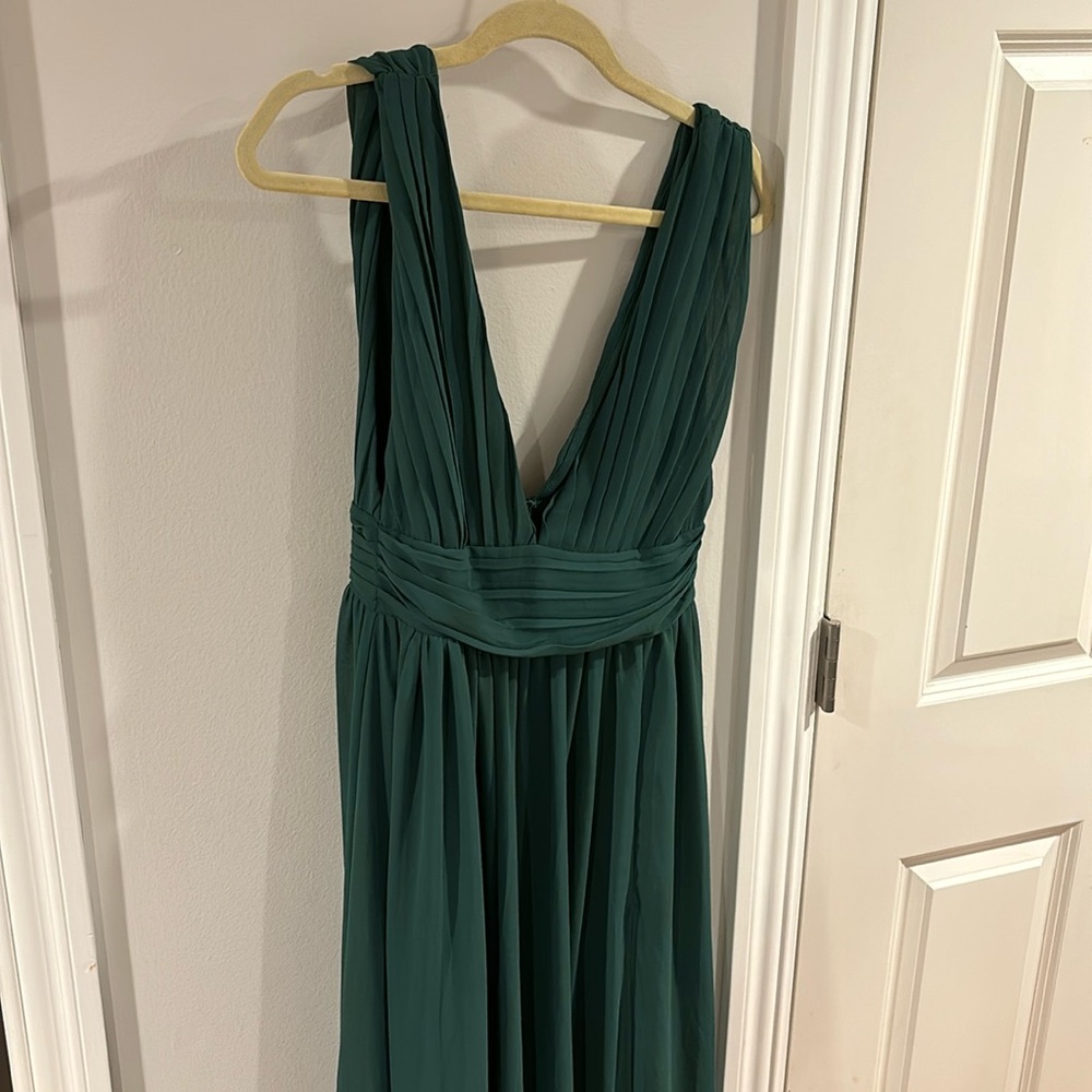 NWD Love By Design Emerald Green Athen Plunging V Neck Maxi Dress Sz Medium